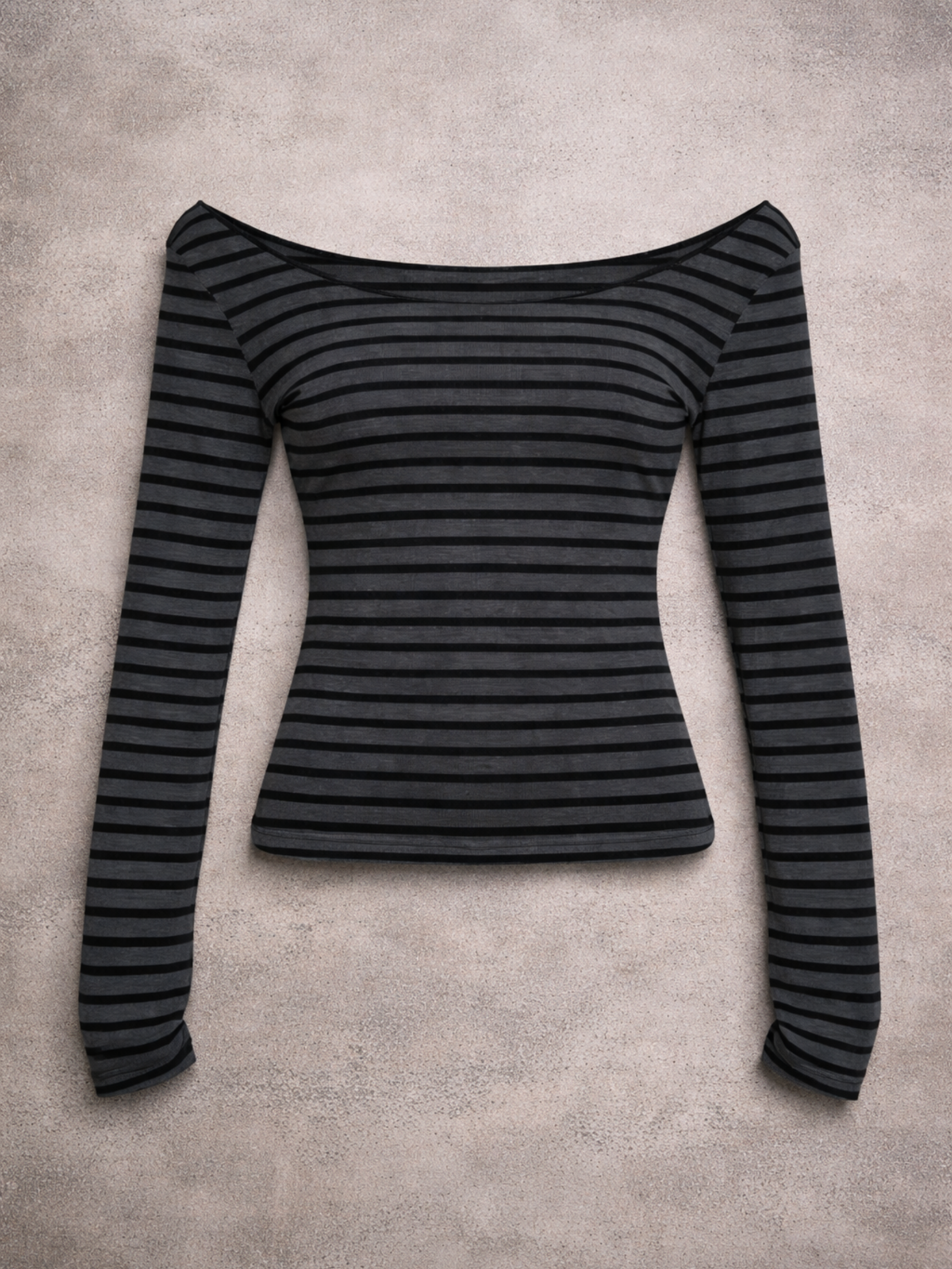 Stripe Off Shoulder Long Sleeve