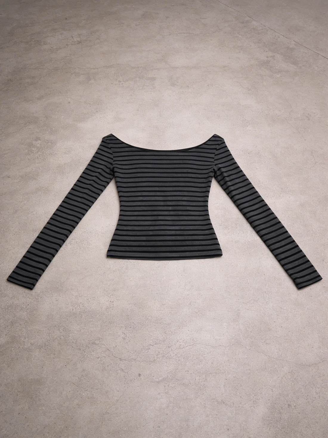 Stripe Off Shoulder Long Sleeve