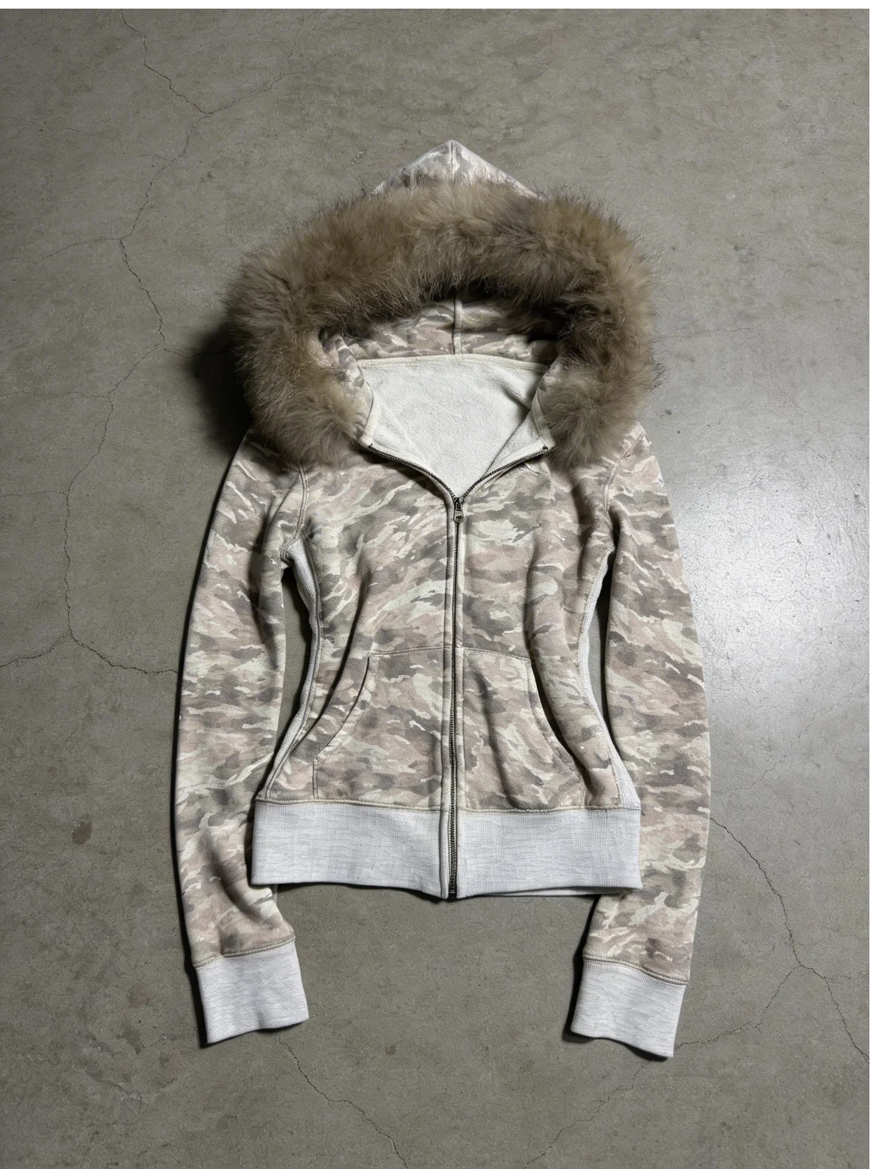 Camo Faux Fur Hoodie
