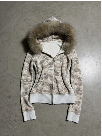 Camo Faux Fur Hoodie