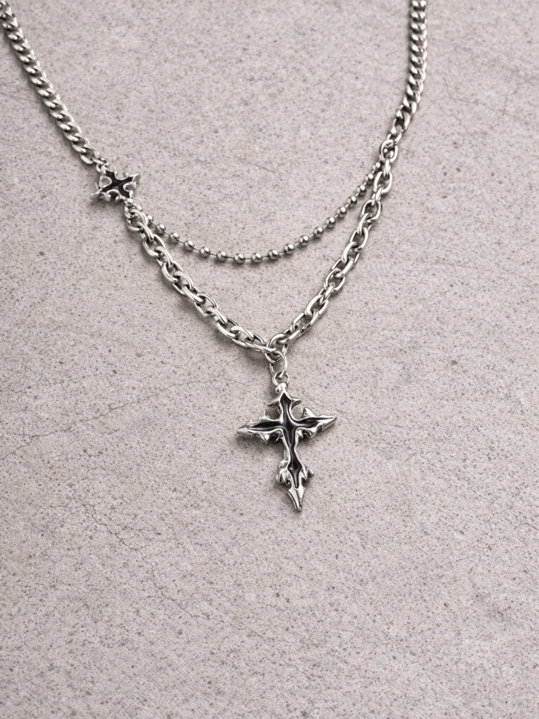 Gothic Dark Cross Necklace