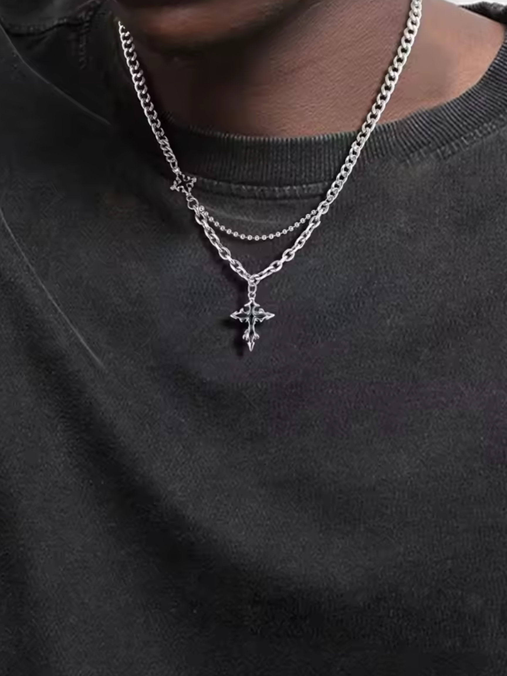 Gothic Dark Cross Necklace