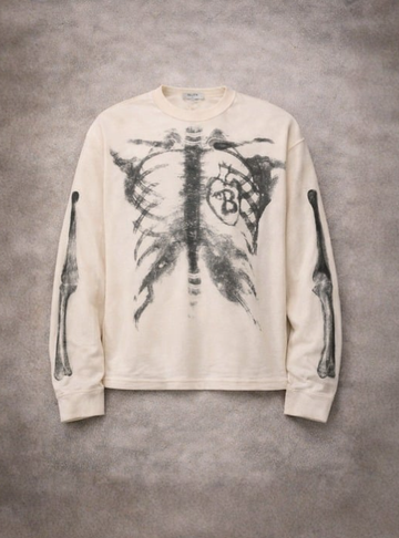 Beige Skeleton Graphic Long Sleeve