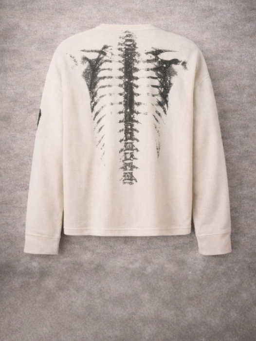 Beige Skeleton Graphic Long Sleeve
